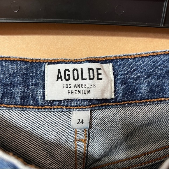 Agolde Women's High Rise Jeans in Dark Blue - Picture 3 of 16